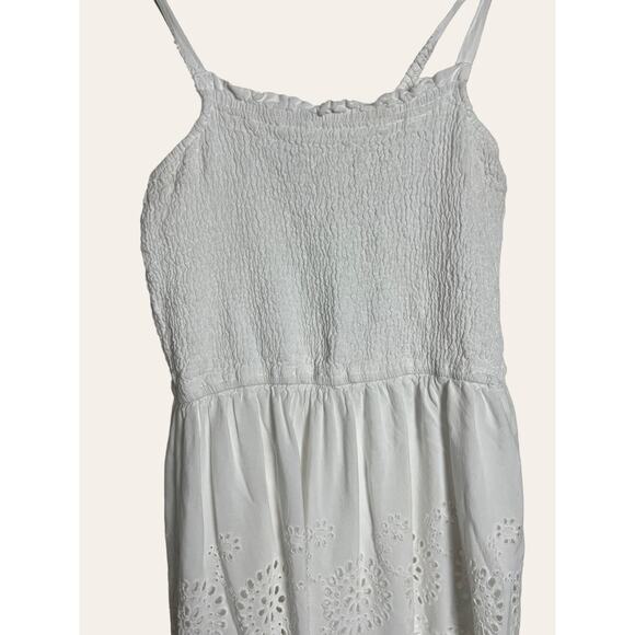 Jessica Simpson White Eyelet Smocked Sleeveless Maxi Dress Size XL - Picture 5 of 7